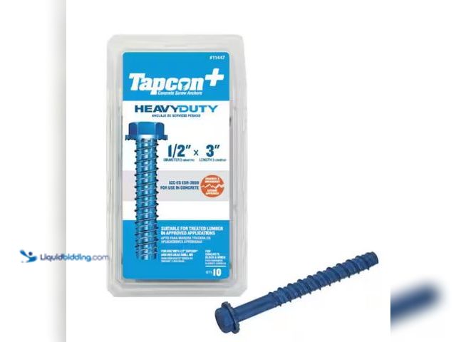 Lot 49-1550226 - (2 Packages) Tapcon 1/2 in. x 3 in. Steel Hex-Washer-Head Indoor/Outdoor Large Diameter Concrete Anc...