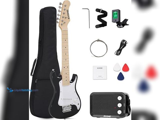 Lot 49-5448714 - 30 Inch Kids Electric Guitar Kit Beginner Complete Bundle with Smooth Fingerboard, Lightweight Desig...