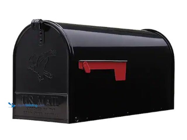 Lot 49-3612833 - Architectural Mailboxes Elite Black, Large, Steel, Post Mount Mailbox, Model # E1600BAM, Unused, Has...