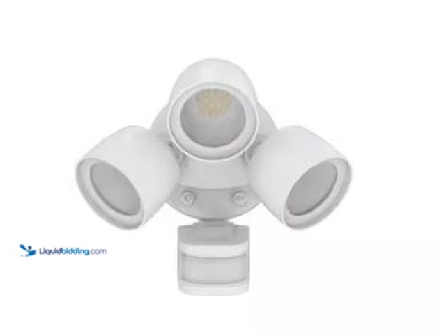 Lot 49-1625377 - Commercial Electric 240° Motion Activated Dusk to Dawn Sensor White Outdoor Triple Head LED Security...