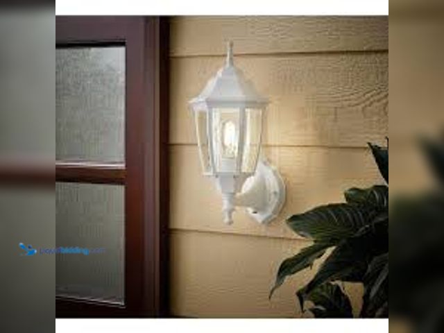 Lot 49-5415463 - Hampton Bay 14.37 in. White Dusk to Dawn Decorative Outdoor Wall Light Lantern Sconce. Model # G1479...
