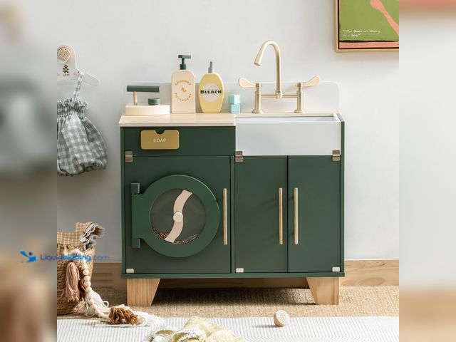 Lot 49-3512875 - robud  Play Kitchen Set- Wooden Toy Washing Machine, Kids Washer and Dryer for Kids Kitchen Playset ...