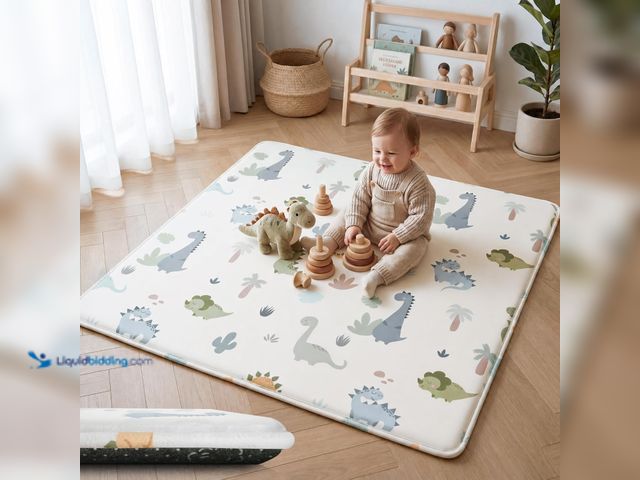 Lot 49-5546584 - 1.5" Thick Baby Play Mat 50x50 Memory Foam Crawling Mat for Floor, Non-Slip Tummy Time Playmat for T...