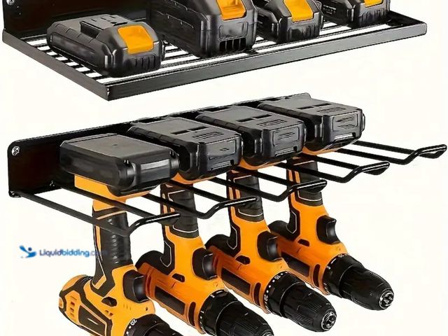 Lot 49-1814405 - New 2pcs Heavy-Duty Metal Power Tool Wall Mount - No-Drill, Dual-Level Drill Holder and Pegboard Org...