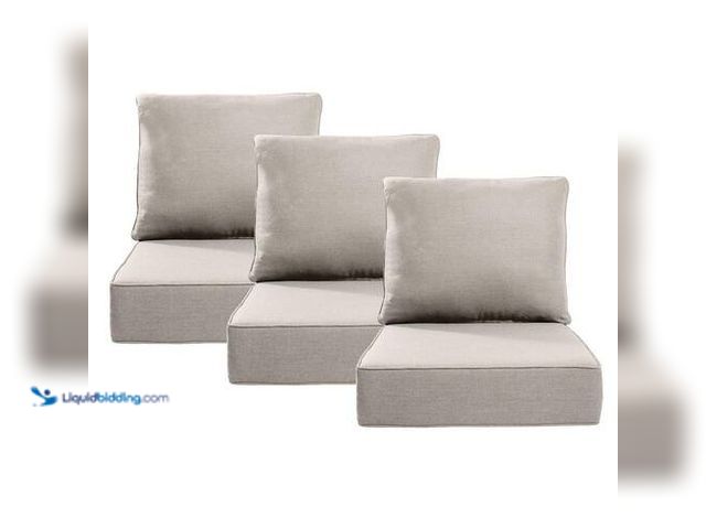 Lot 49-3615815 - 3-Piece Beige CushionGuard 24"x24"x6" Deep Seat Outdoor Patio Cushion Set - Unused (Model # PJZBDJH0...