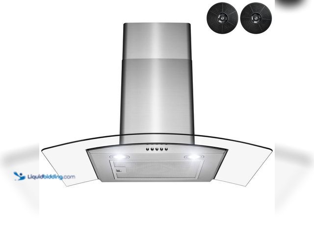 Lot 49-5416340 - Golden Vantage 30 in. Convertible Wall Mount Range Hood with LEDs, Push Control and Carbon Filters i...