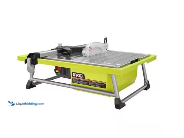 Lot 49-1566852 - RYOBI 4.8 -Amps 7 in. Blade Corded Tabletop Wet Tile Saw, Model # WS722, Slightly Used, Power on  Re...