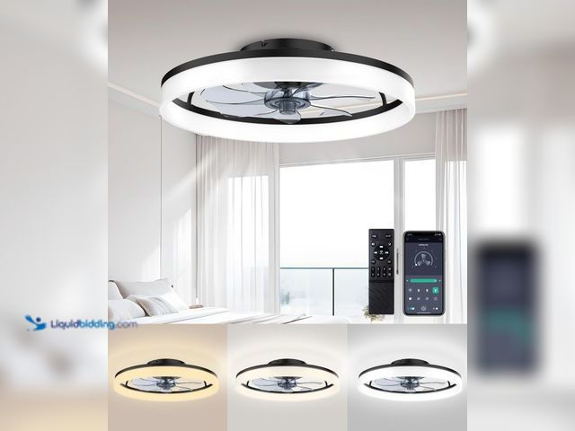 Lot 49-5463639 - Ceiling Fans with Lights and Remote, 20" Modern Low Profile Ceiling Fan with Light, Stepless Color T...