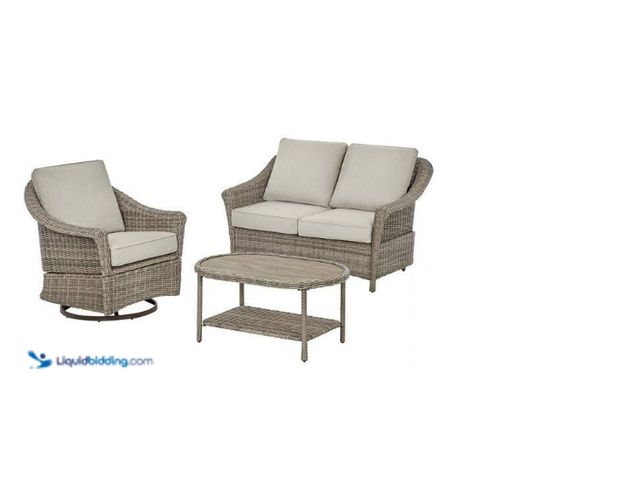 Lot 49-5552439 - Hampton Bay
Brooke Mill Brown 3-Piece Wicker Patio Conversation Set with CushionGuard Putty Tan Cus...