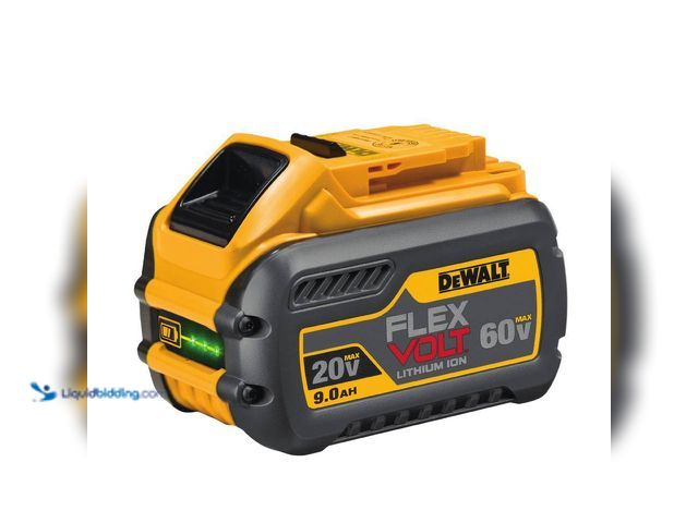 Lot 49-5556011 - DEWALT
FLEXVOLT 20V/60V MAX Lithium-Ion 9.0Ah Battery. Model # DCB609. Unused and powers on