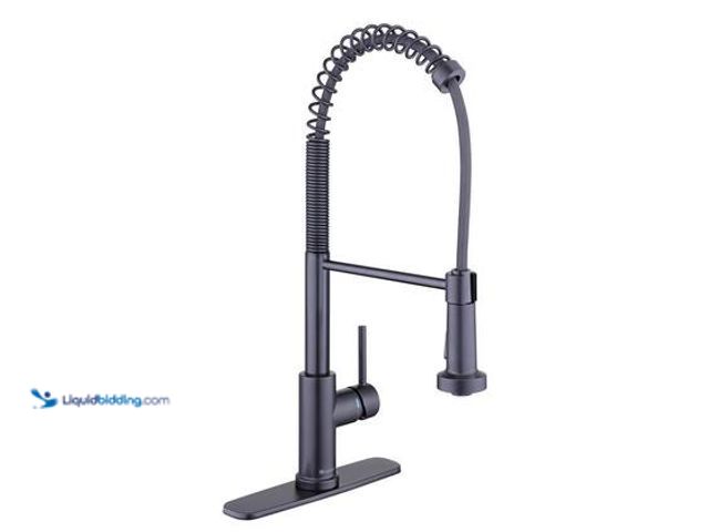 Lot 49-5572437 - Glacier Bay Paulina Single-Handle Spring Neck Pull Down Sprayer Kitchen Faucet in Matte Black. Model...