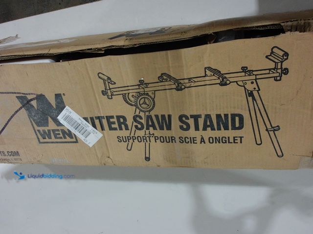 Lot 49-2006051 - WEN Collapsible Rolling Miter Saw Stand with 3 Onboard Outlets, Model # MSA330, Slightly used, Has a...