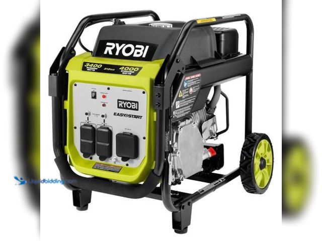 Lot 49-5549892 - RYOBI 4000-Watt Recoil Start Gasoline Powered Inverter Generator with CO Shutdown Model # RYi4000 Un...