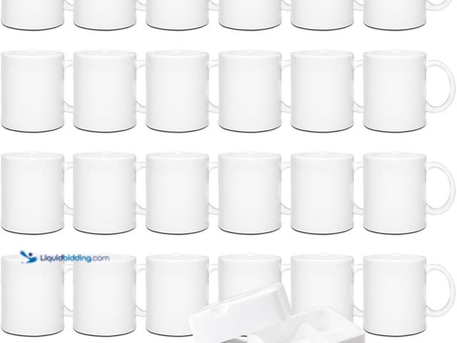 Lot 49-5553164 - Sumex Set of 24 11oz Sublimation Blanks White Ceramic Coffee Mugs for Tea, Milk, Latte, Hot Cocoa MO...