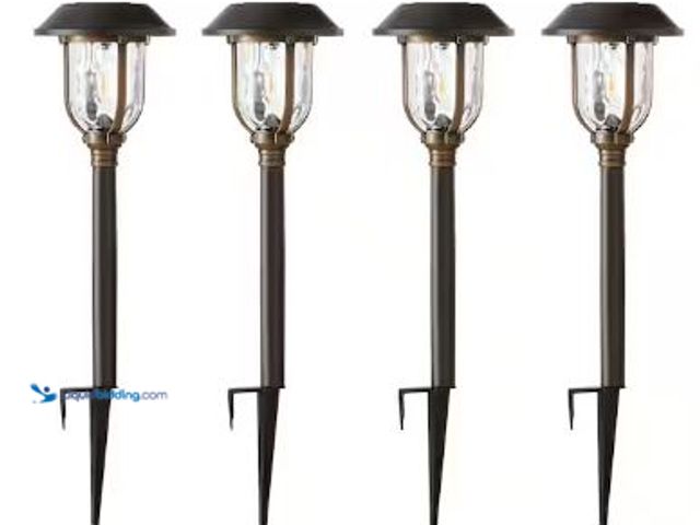 Lot 49-5436874 - Home Decorators Collection Savannah 25 Lumen Bronze and Brass LED Weather Resistant Outdoor Solar Pa...