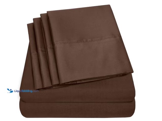 Lot 49-1571065 - Sweet Home Collection 1500-Supreme Series 6-Piece Brown Solid Color Microfiber Queen Sheet Set, Mode...