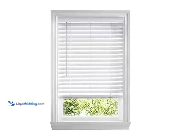 Lot 49-5573469 - Home Decorators Collection White Cordless Room Darkening Faux Wood Blind/Shade with 2 in. Slats - 72...