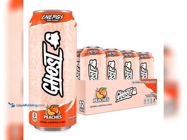 Lot 49-5549688 - GHOST Energy Drink - 12-Pack, Peaches, 16oz - Energy & Focus & No Artificial Colors - 200mg of Natur...