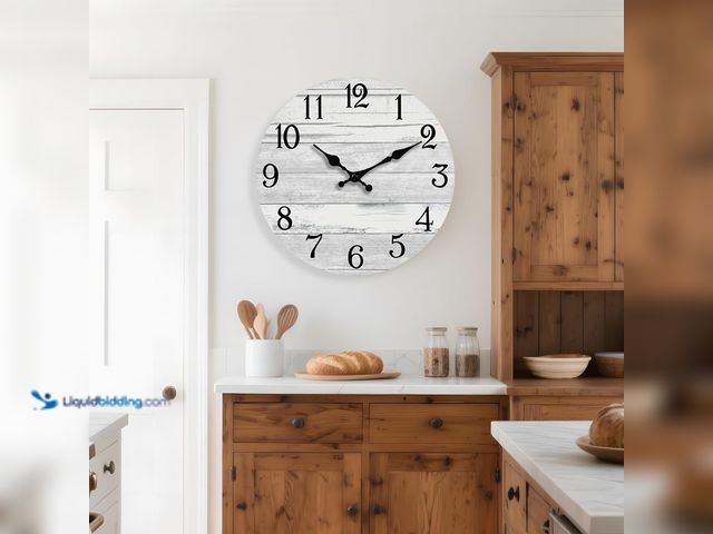Lot 49-3566087 - KECYET Wall Clock Battery Operated 16 Inch Large Gray Silent Non Ticking Country Rustic Design. B0DW...