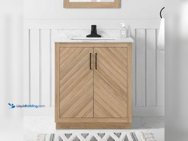 Lot 49-5463725 - Glacier Bay
Huckleberry 30 in. Single Sink Weathered Tan Bath Vanity with White Engineered Marble T...