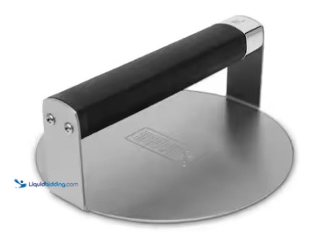 Lot 49-3631257 - Weber Griddle Smashed Burger Press in Stainless Steel, Model # 6572, New.   Ref#BIN0730
