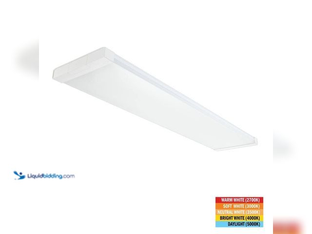 Lot 49-5463230 - Commercial Electric 46 in. x 10 in. LED Flush Mount Ceiling Light Fixture White End Caps Low Profile...