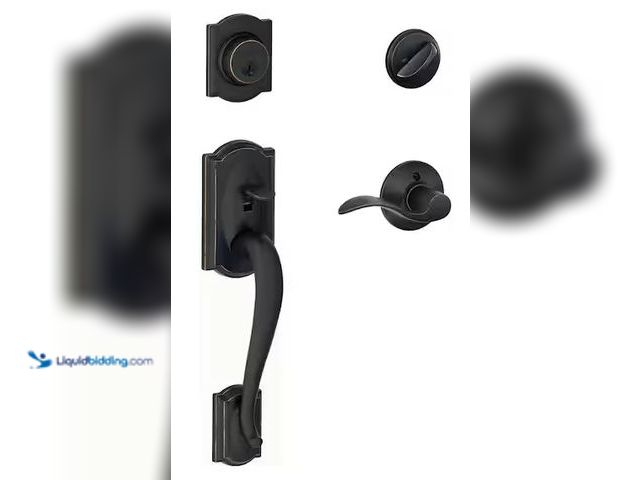 Lot 49-3639311 - Schlage Camelot Aged Bronze Single Cylinder Door Handleset with Accent Door Handle, Model: F60 G CAM...