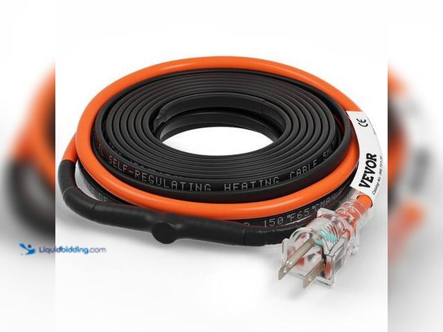 Lot 49-3616768 - VEVOR 30 ft. Pipe Heat Cable 5W/ft. Self-Regulating Heat Tape IP68 110Volt with Build-in Thermostat ...