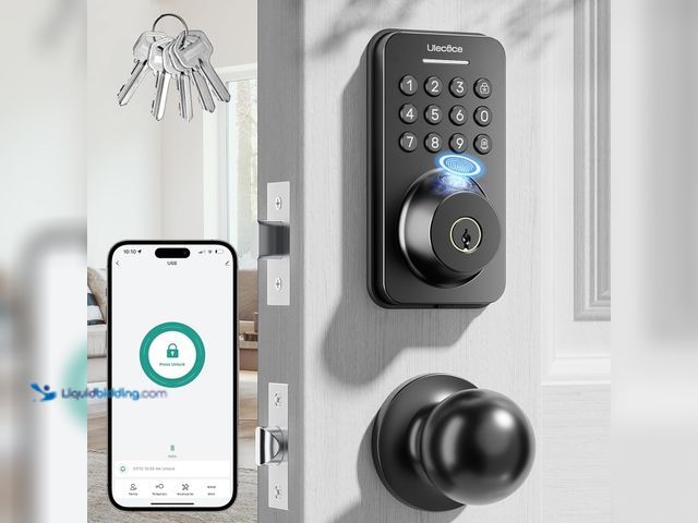 Lot 49-3527905 - Fingerprint Keypad Deadbolt with Handle Set, Keyless Entry Door Lock, Door Locks for Front Door Lock...