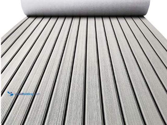 Lot 49-1569104 - 4-Pack KXKZREN Boat Flooring EVA Foam Decking Sheet Faux Teak Marine Mat Non-Slip Boat Carpet Self-A...