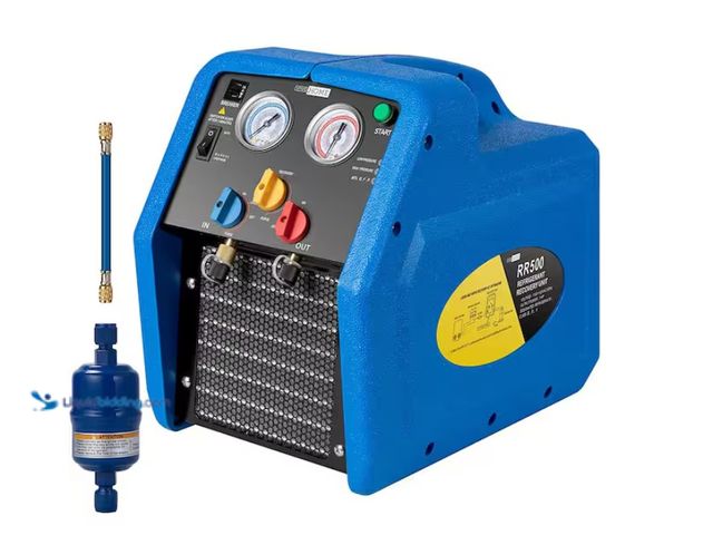 Lot 49-1622715 - VIVOHOME R1234YF 1 HP Dual Cylinder Blue Portable Refrigerant Recovery Machine for Vapor Liquid Refr...