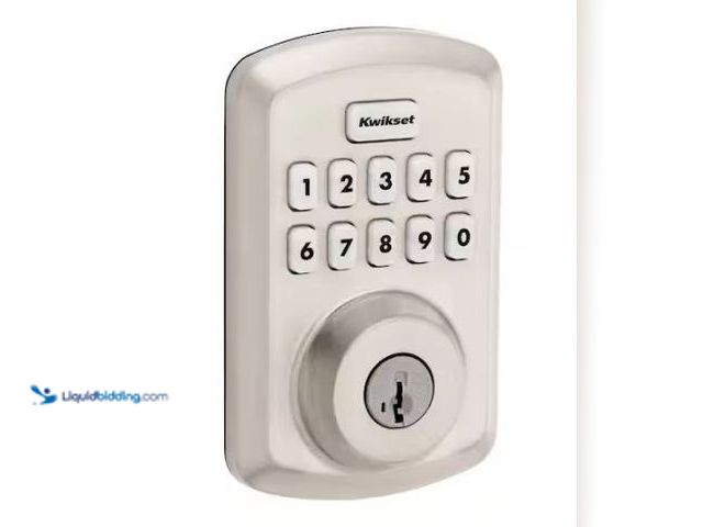 Lot 49-1544804 - Kwikset Powerbolt 250 10-Button Keypad Satin Nickel Transitional Electronic Deadbolt Door Lock, Mode...