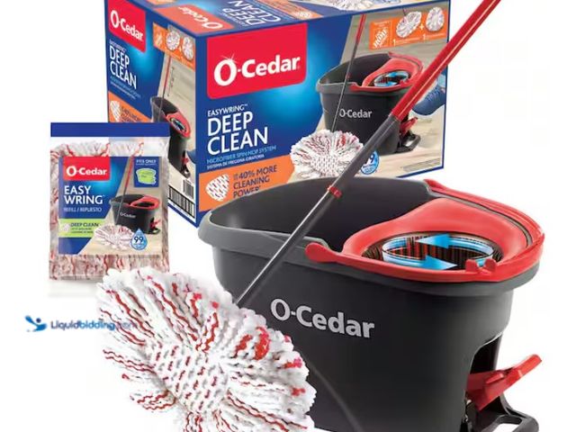 Lot 49-1550316 - O-Cedar Easy Wring Deep Clean Microfiber Spin Mop w/ Bucket System, 1 Machine Washable Mop Head Refi...