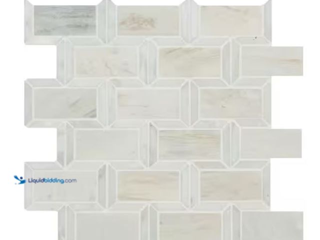 Lot 49-1514923 - Approx 10sq ft of MSI Angora Framework 12 in. x 12 in. x 0.38 in. Polished Marble Mesh-Mounted Mosai...