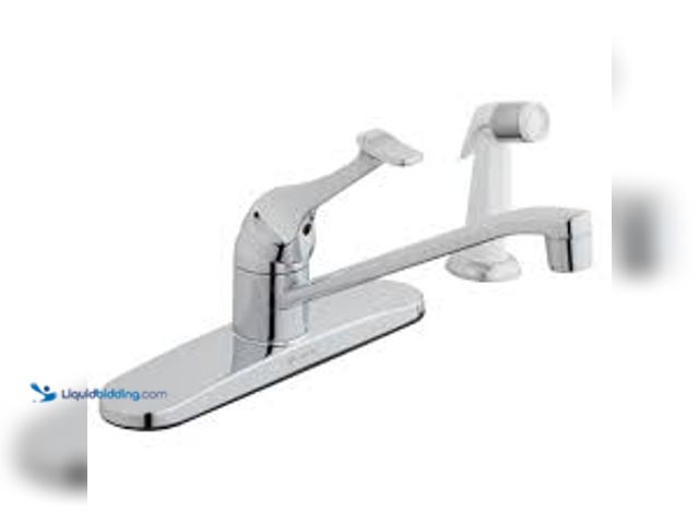 Lot 49-5411989 - Glacier Bay Single Handle Standard Kitchen Faucet in Chrome with White Side Sprayer. Model # HD67896...