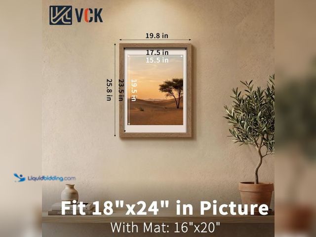 Lot 49-3564425 - 18x24 Poster Frame Walnut , Wide Border Wood, Display 18x24 Picture Photo with Mat or 16 x 20 Withou...