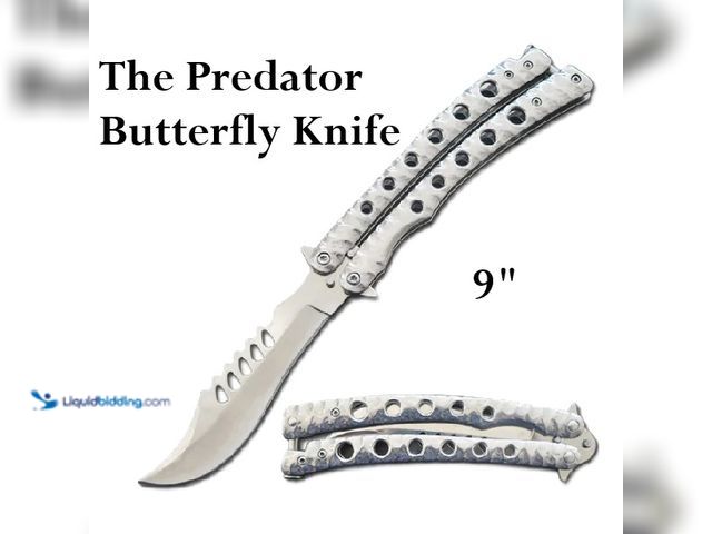 Lot 49-1616313 - The Predator Butterfly Knife 9" with Silver Curved Blade - NEW - Featuring a stainless steel blade w...