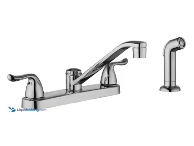 Lot 49-2000389 - Glacier Bay Constructor Double-Handle Standard Kitchen Faucet with Side Sprayer in Polished Chrome, ...