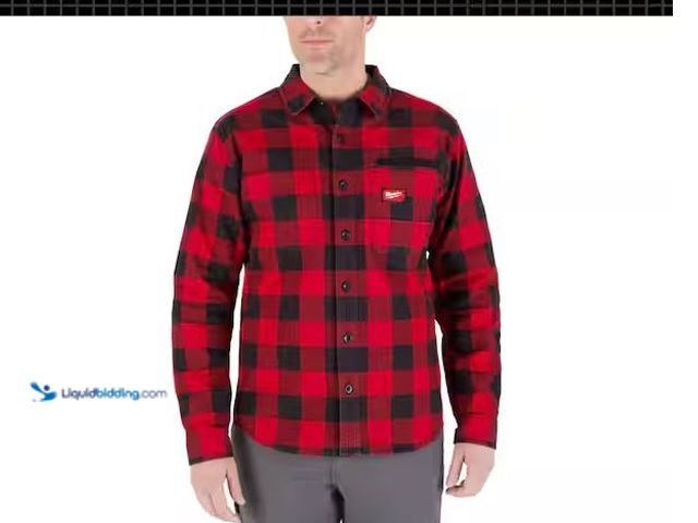 Lot 49-1568691 - Milwaukee Men's Large Red GRIDIRON Flannel Shirt Model # M551R-L, Unused  Ref#SBS0114