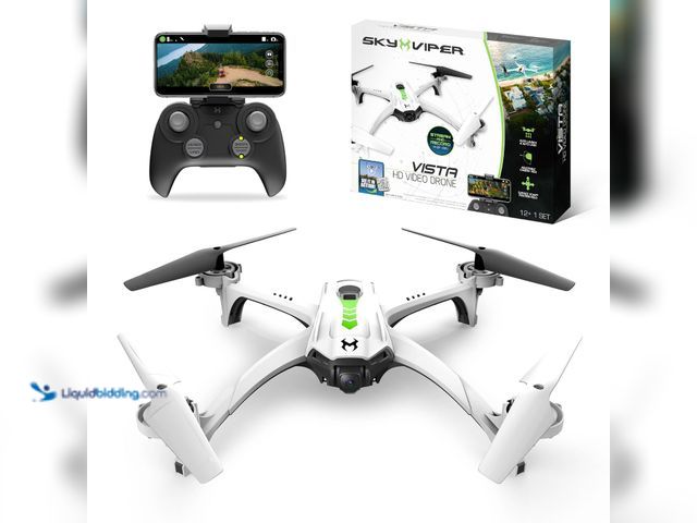 Lot 49-3565493 - Sky Viper Vista HD Video Drone: Built-In Camera, Remote Control, Bluetooth, Beginner Skill Level. Un...