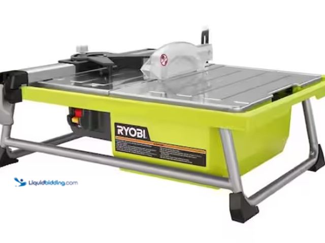 Lot 49-1546845 - RYOBI 4.8 -Amps 7 in. Blade Corded Tabletop Wet Tile Saw, Model # WS722, Slightly used, Unable to te...