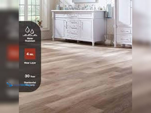 Lot 49-5475492 - TrafficMaster Khaki Oak 4 MIL x 6 in. W x 36 in. L Grip Strip Water Resistant Luxury Vinyl Plank Flo...
