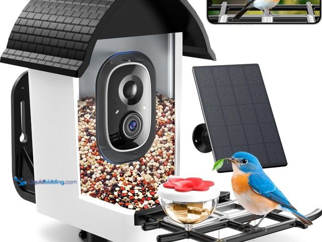 Lot 49-3565485 - Smart Bird Feeder with Camera - Solar Powered Bird Watching Camera with 2K HD Live View, Auto Captur...
