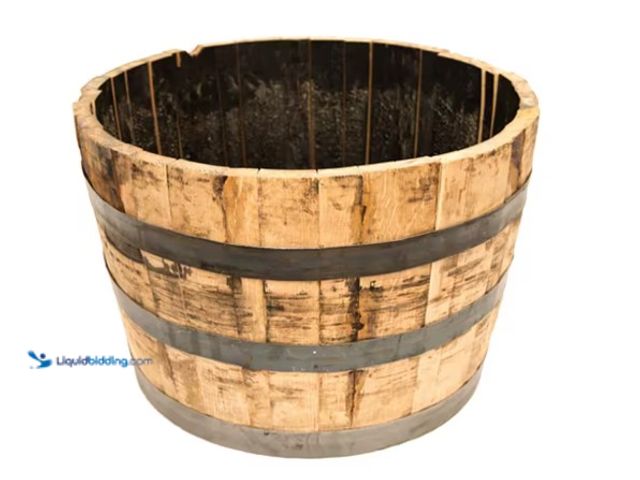 Lot 49-1516556 - (3) 26 in. Dia x 17.5 in. H White Oak Wood Whiskey Barrel, model #  B100, used.  Ref#AHD-PA0717