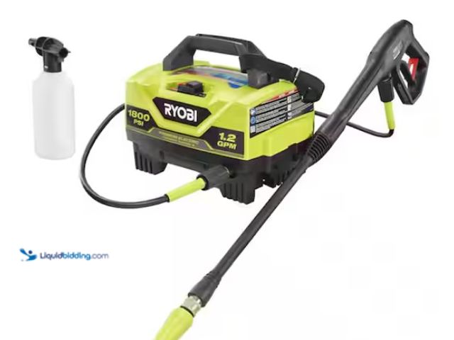 Lot 49-1550254 - RYOBI 1800 PSI 1.2 GPM Cold Water Corded Electric Pressure Washer, Model # RY141802, Slightly used, ...
