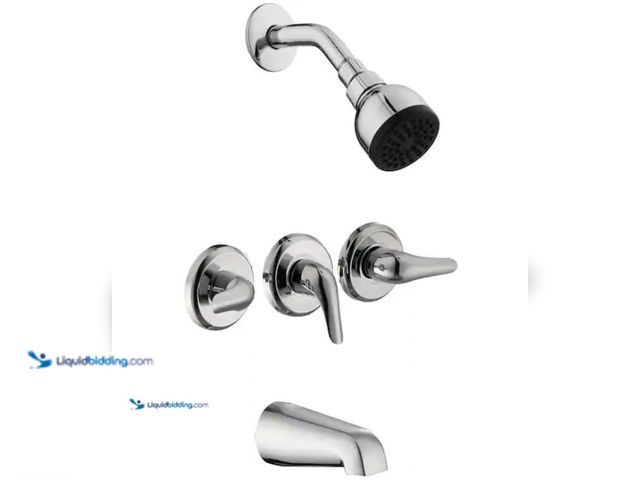 Lot 49-5581975 - Glacier Bay Aragon 3 Handle 1-Spray Tub and Shower Faucet 1.8 GPM in Chrome (Valve Included), Model ...