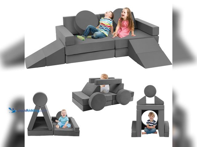 Lot 49-3600181 - Modular Kids Play Couch 18pcs Toddler Floor Sofa, Sectional Couch for Children Bedroom and Playroom ...