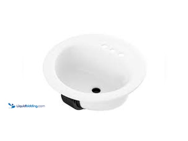 Lot 49-3528833 - Bootz Industries Laurel Round Drop-In Bathroom Sink in White. Model # 021-2435-00. Unused