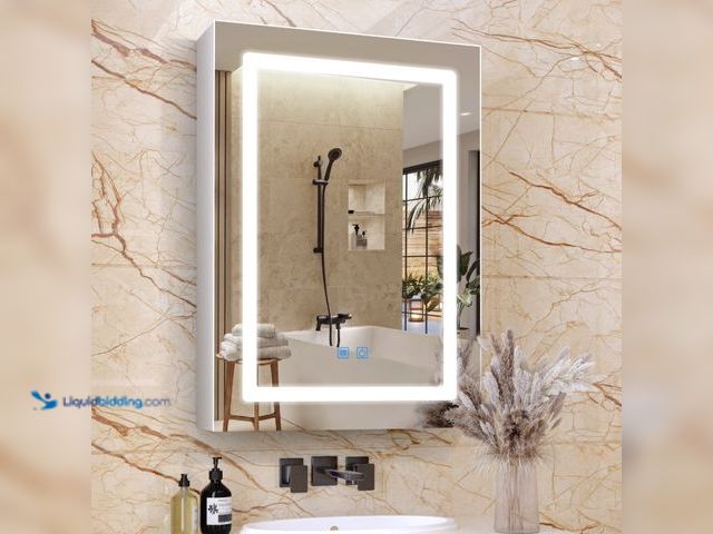 Lot 49-3481673 - LALAHOO 20"x28" Medicine Cabinets for Bathroom, Medicine Cabinet Mirror, Lighted Medicine Cabinet wi...