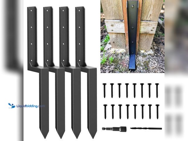 Lot 49-5544535 - Fence Post Repair Kit,Heavy Duty 4x4/6x6 Fence Post Anchor Bracket for Leaning/Broken Wood Posts,Fen...